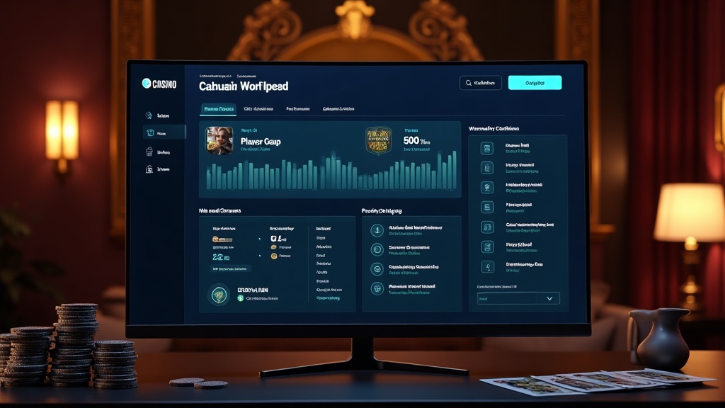 A casino account dashboard showing profile and security settings on a monitor