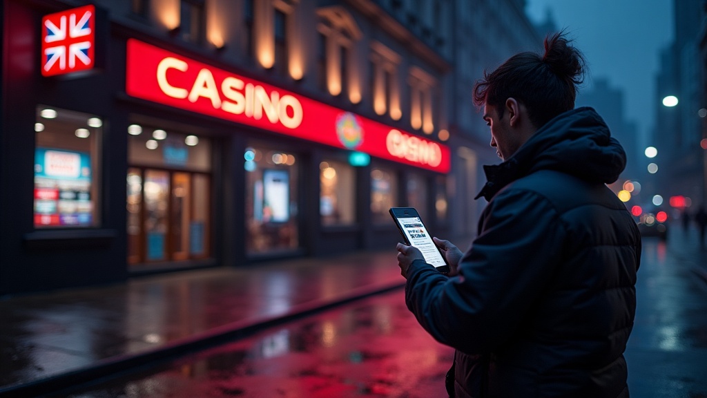 A UK player accessing a casino account on a smartphone at night